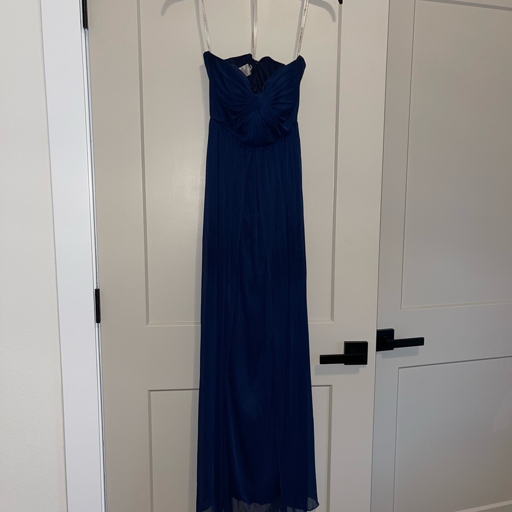 David's Bridal Blue Gown with Sweetheart Neckline for Prom